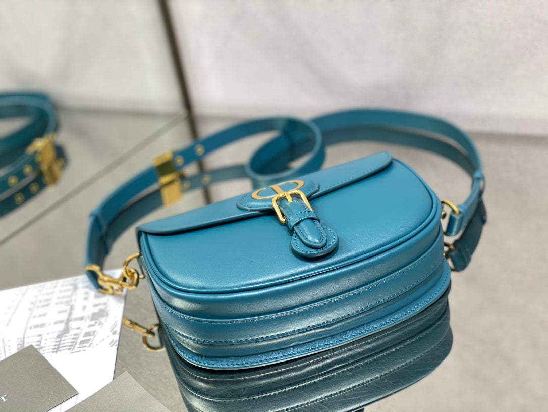 Dior Bobby-中號22cm-深海藍牛皮
