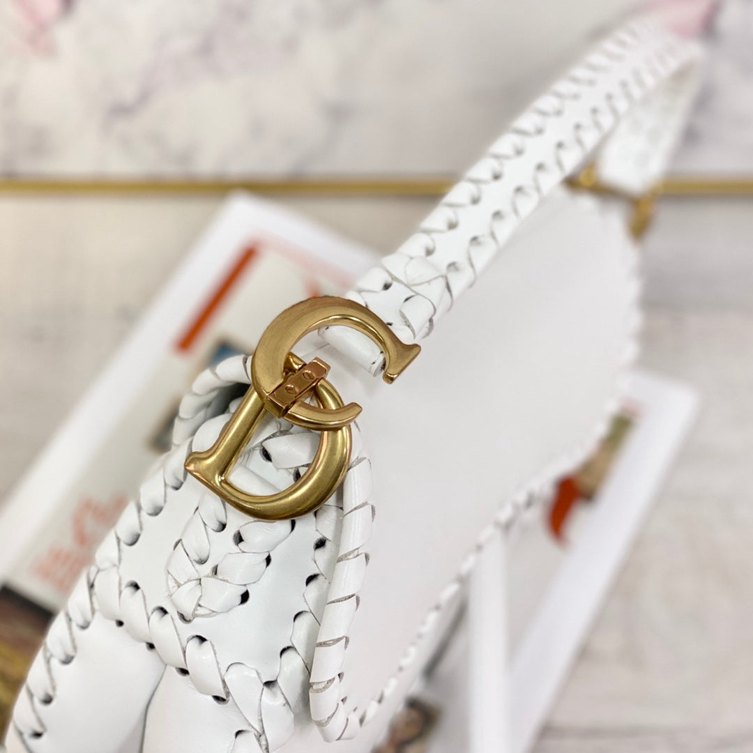 Dior Saddle 馬鞍包-編織-大號白色-25.5cm