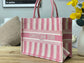 Dior Book Tote-小號36.5cm-粉色條紋