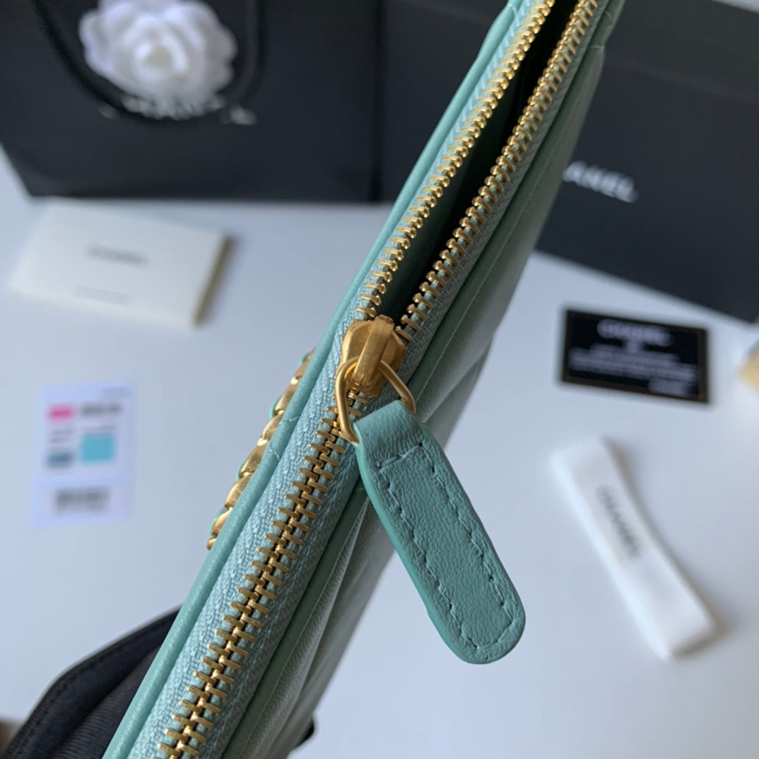 CHANEL 19系列小羊皮大格子零錢包