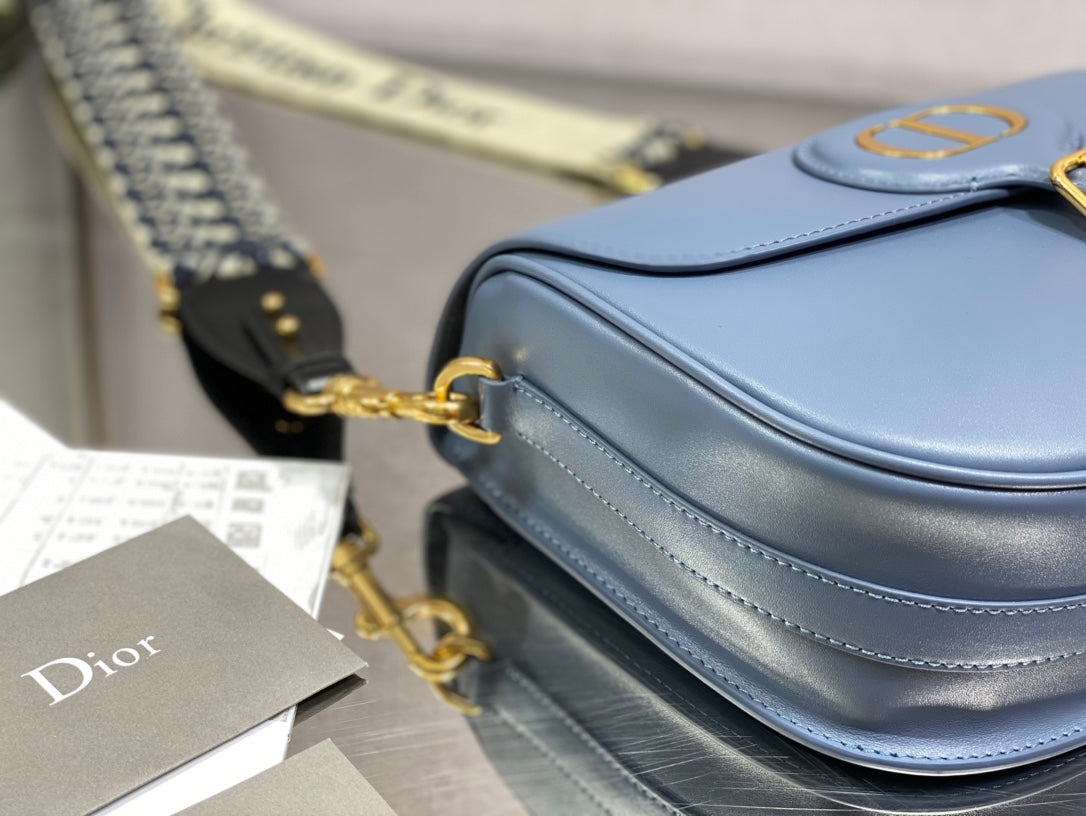Dior Bobby-大號27cm-復古藍牛皮