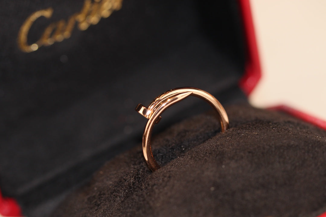 Cartier 釘子戒指-玫瑰金-無鑽
