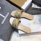 迪D家-2022早春新款 刺繡拖鞋 米色