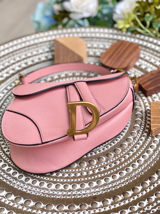 Dior Saddle 馬鞍包-手掌紋-小號糖粉色-19.5cm