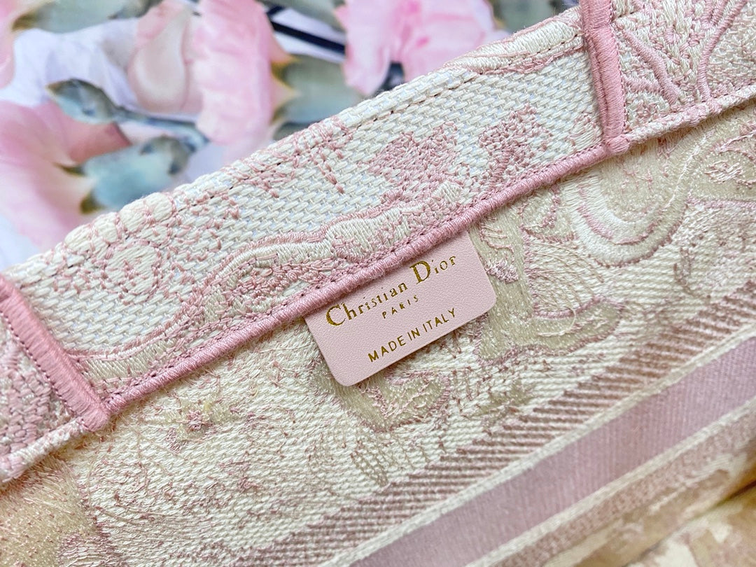 Dior Book Tote-小號36.5cm-粉色老虎