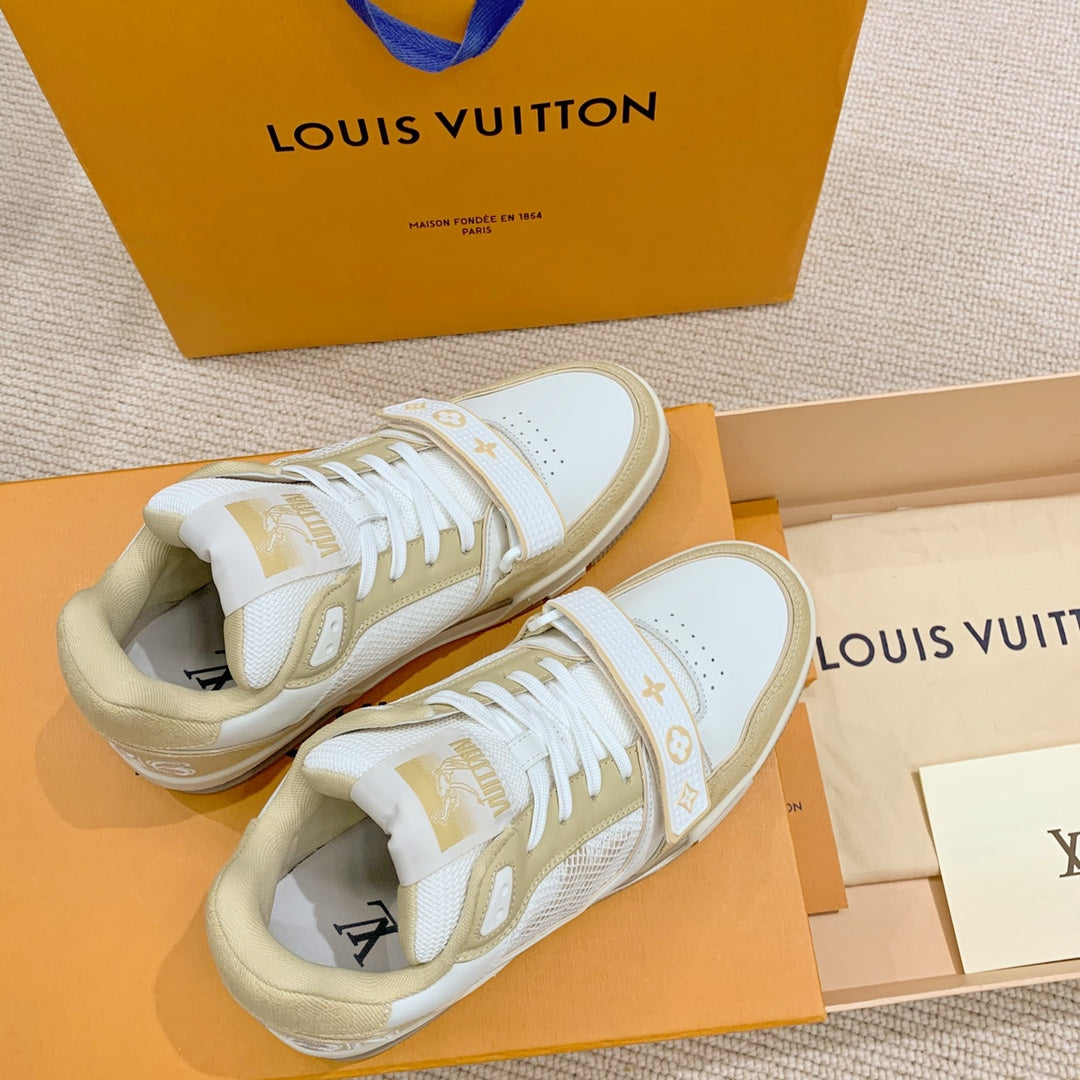 路L家-trainer系列 魔鬼氈牛仔布 運動版鞋 男女同款 杏色