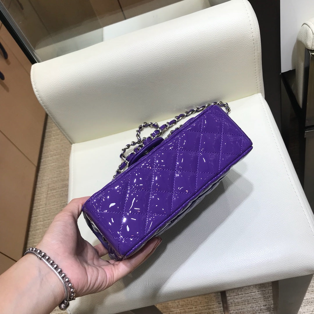 小香家-CF包 漆皮 銀鍊 20cm