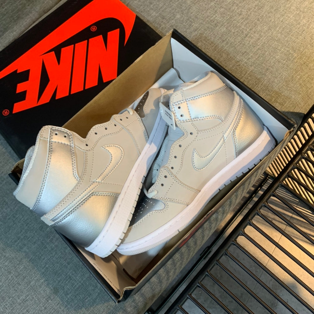 N1K-Air Jordan AJ1 高筒板鞋 休閒鞋 銀色