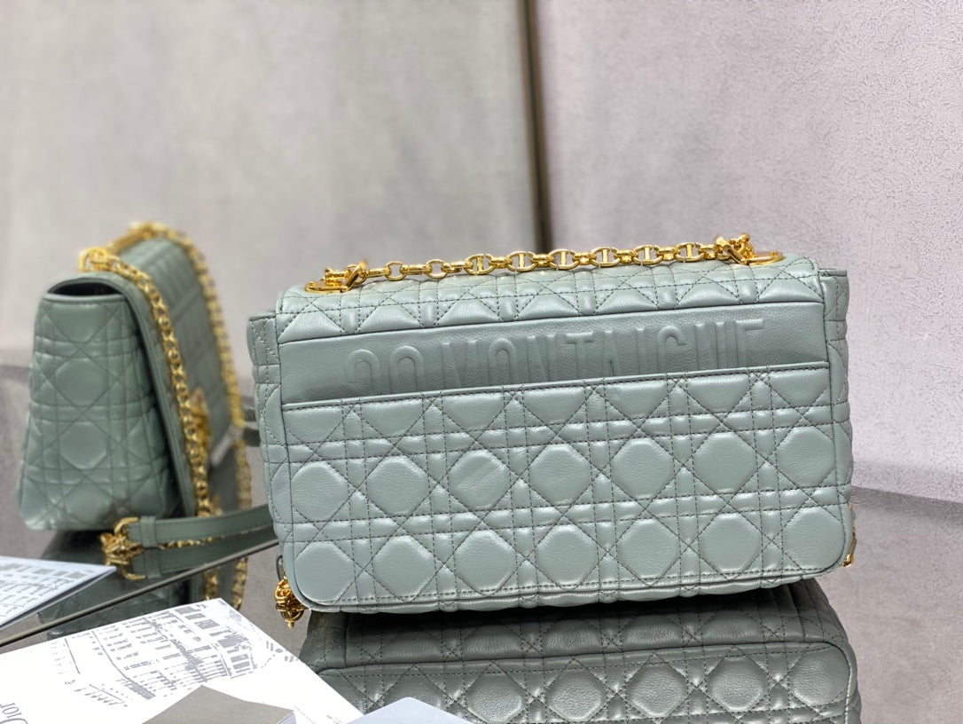 Dior Caro 大號28cm-灰色小牛皮