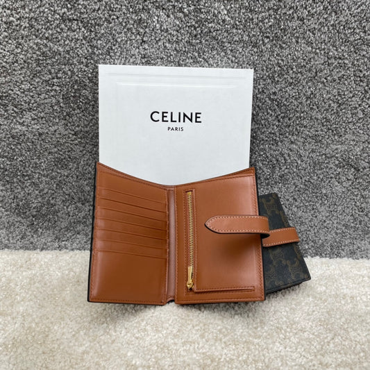 Celine 凱旋門老花中夾-羊皮