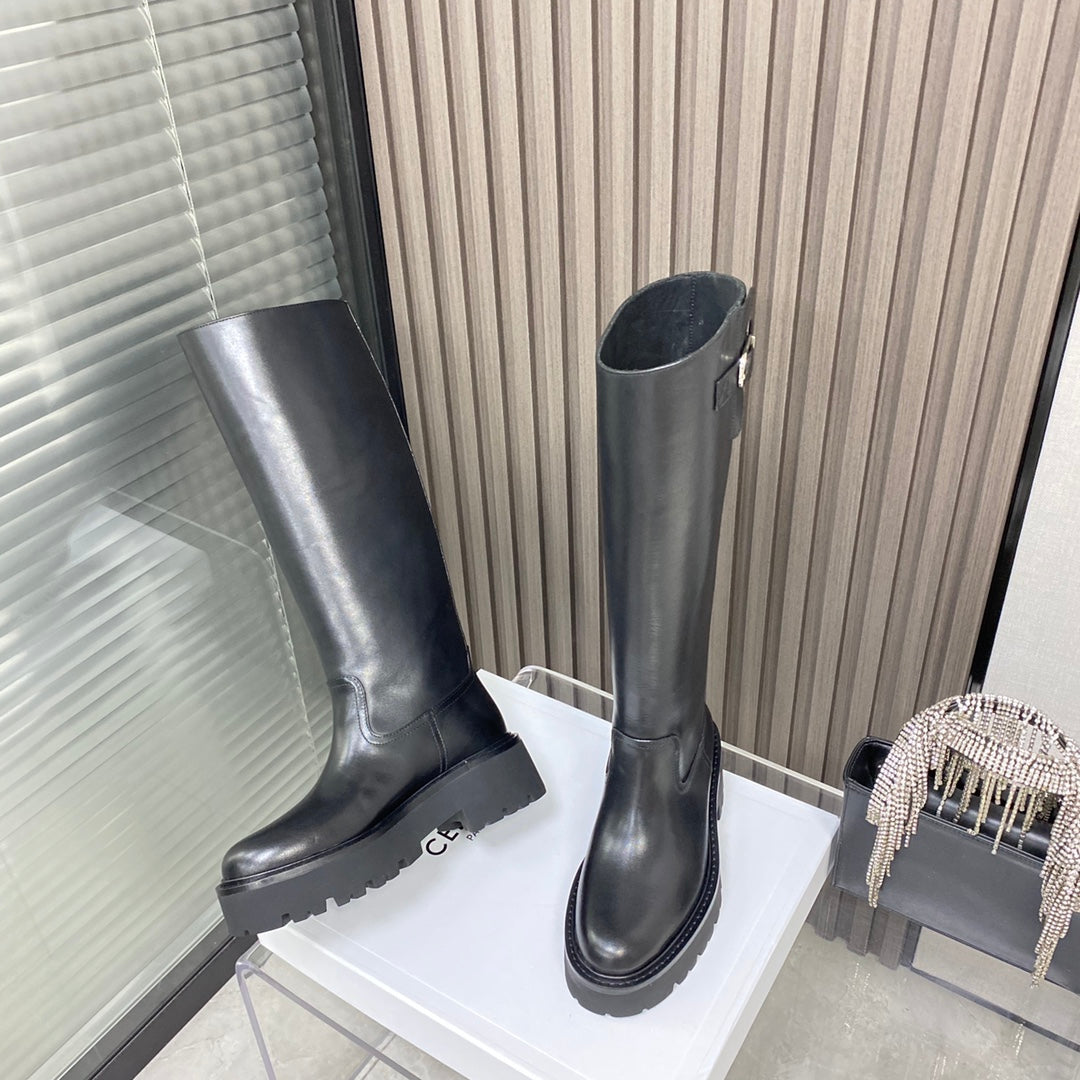 賽C家-2022新款騎士靴-蠟感胎牛皮 楊冪同款 （尺碼35-39，40訂製）