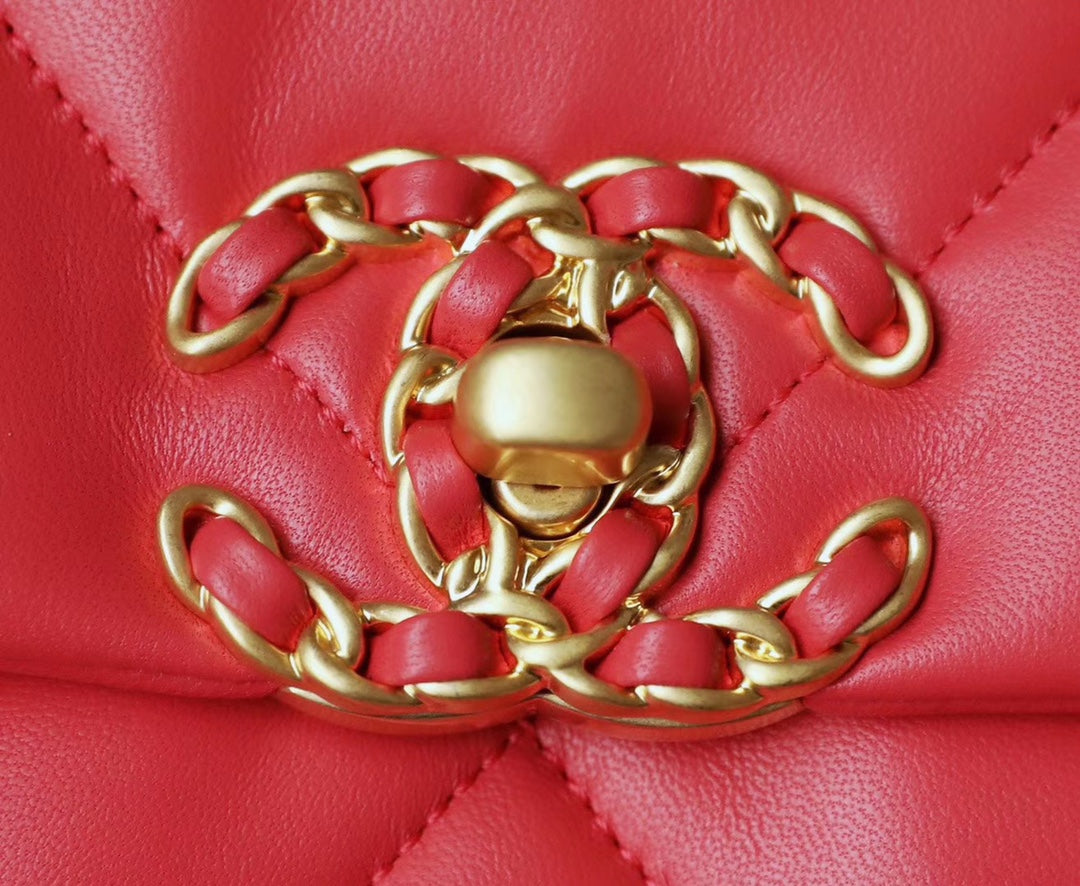 Chanel 19Bag-中號珊瑚紅