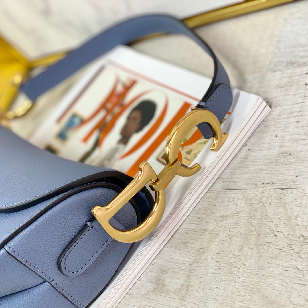 Dior Saddle 馬鞍包-手掌紋-大號海藍色-25.5cm