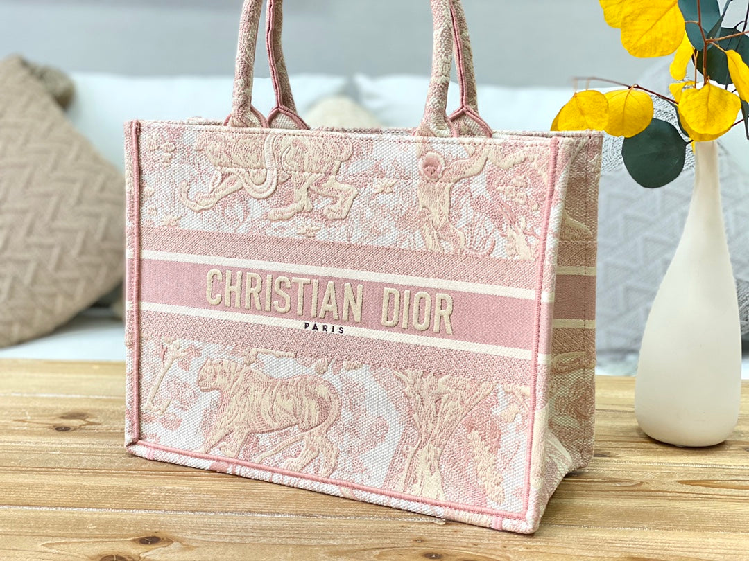 Dior Book Tote-小號36.5cm-粉色老虎