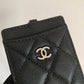 Chanel 證件套-黑色荔枝皮銀扣