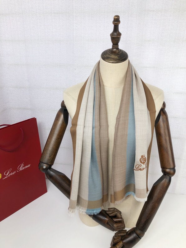 L-Piana-拼接氣質圍巾 110*110cm 100%羊毛 灰色