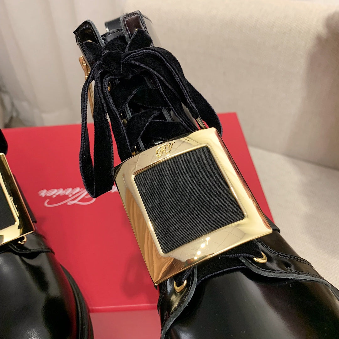 R方扣頭鞋-22SS 鑲鑽平底短靴 袁姍姍同款
