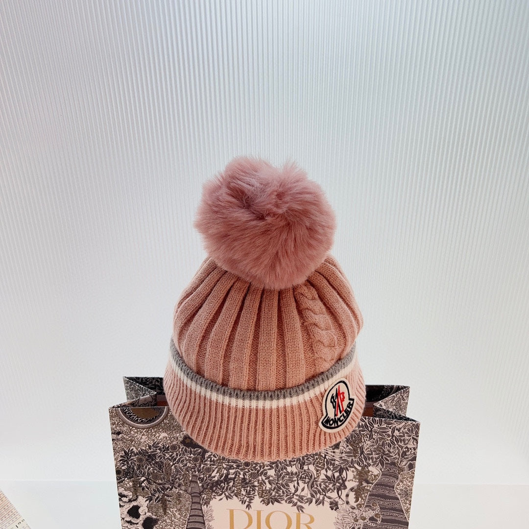 Moncler-針織毛帽 粉色
