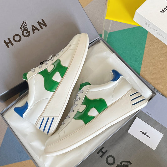 Hogan-2022早春新款 厚底休閒鞋 白色藍尾