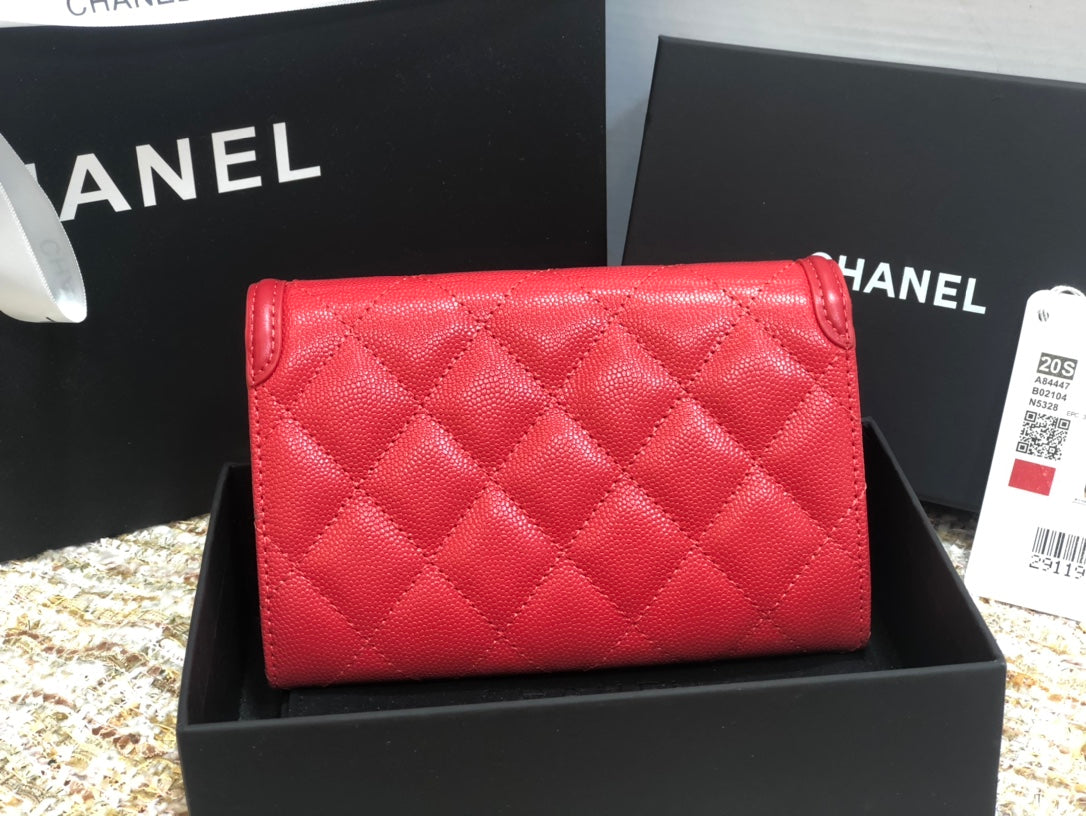 Chanel 復古CC荔枝牛皮-翻蓋中夾-復古五金