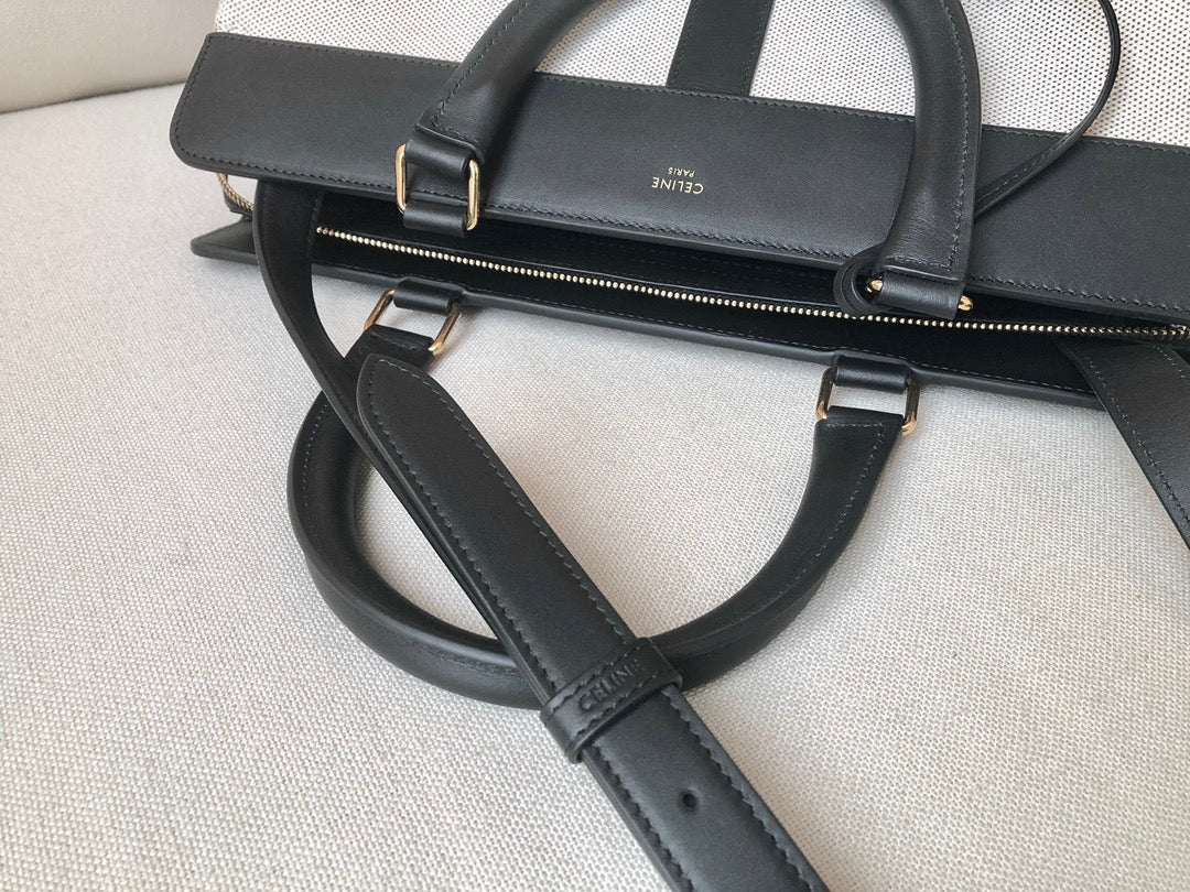 Celine Cabas de France 中號手袋-黑色布
