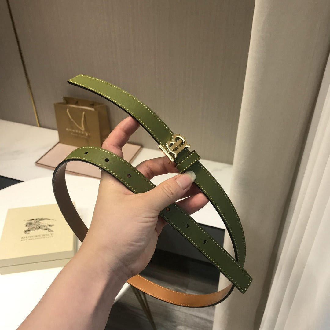 巴B家-綠色金扣皮帶-2.0cm