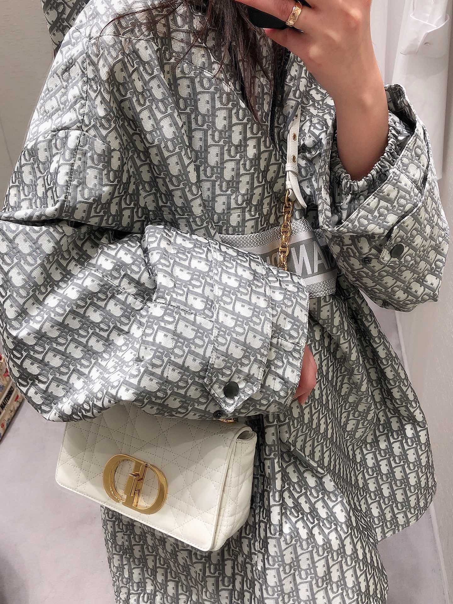 Dior Caro 小號20cm-白色小牛皮
