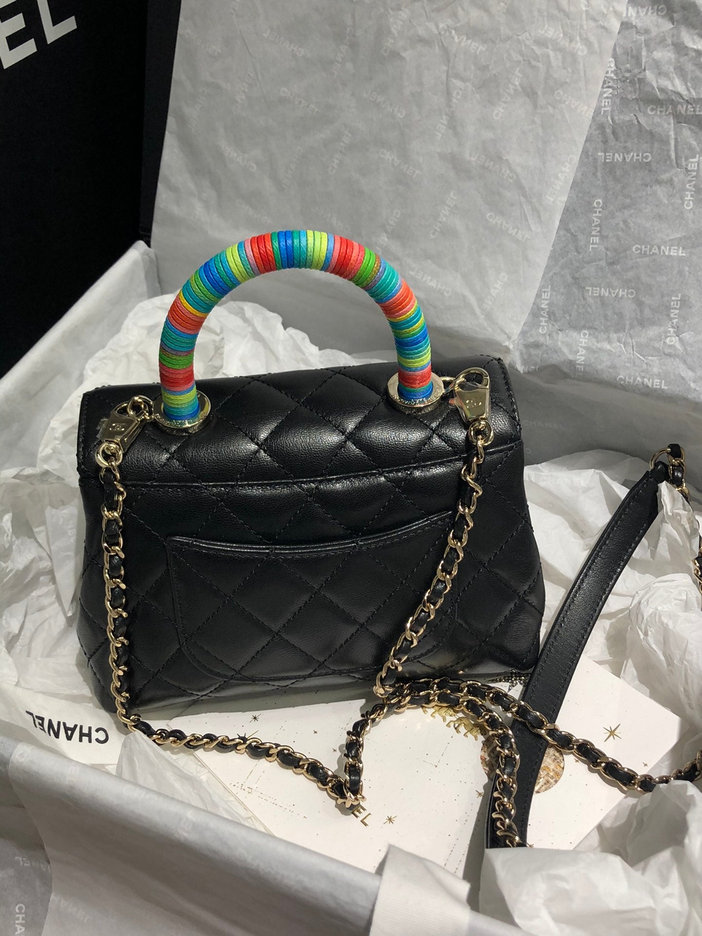 Chanel mini coco handle彩虹包-黑色