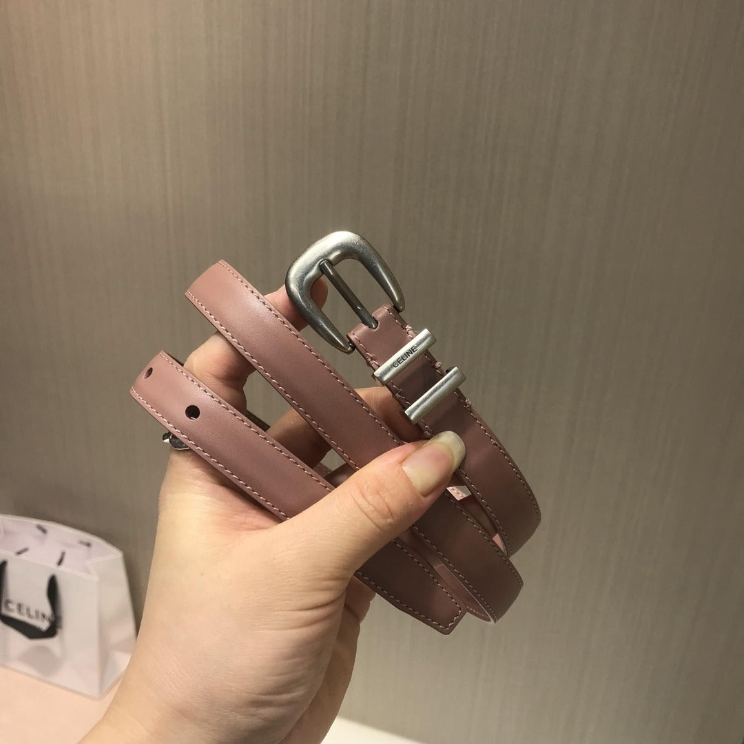 賽C家-粉色銀扣皮帶-1.8cm