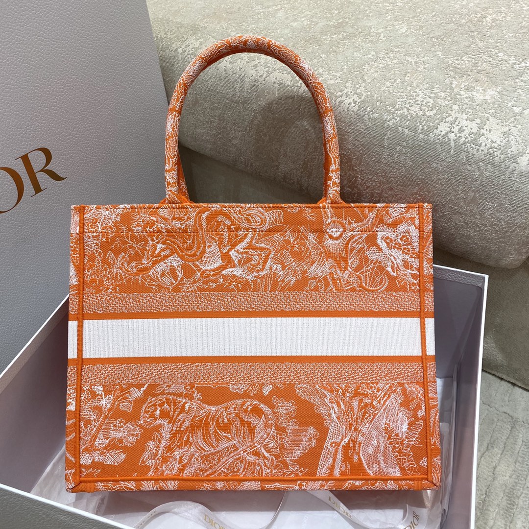 迪D家 Book Tote-中號36.5cm橘老虎