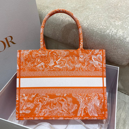 迪D家 Book Tote-中號36.5cm橘老虎