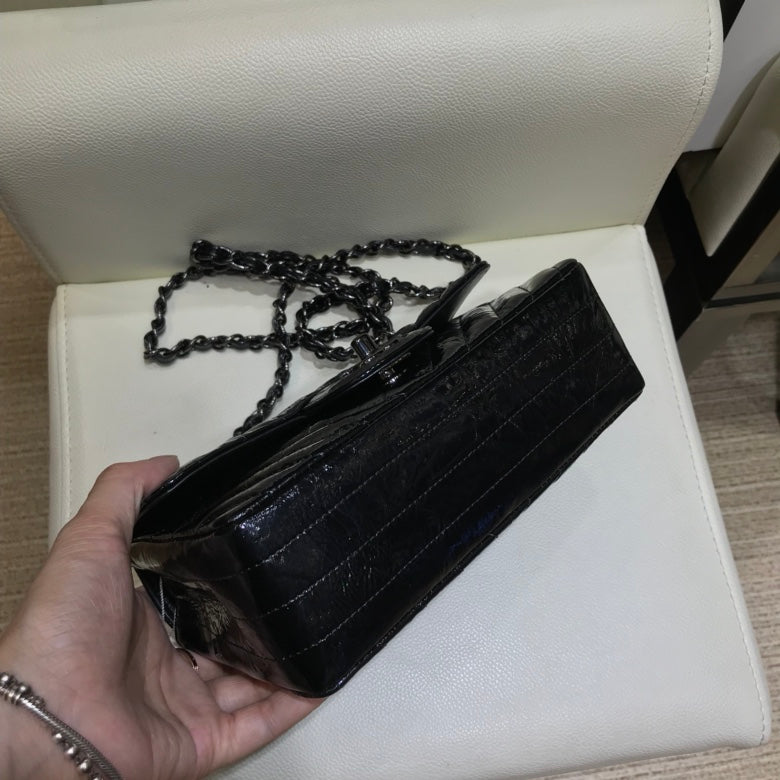 小香家-2018春夏 褶皺紋金屬皮 牛皮 CF包 20cm