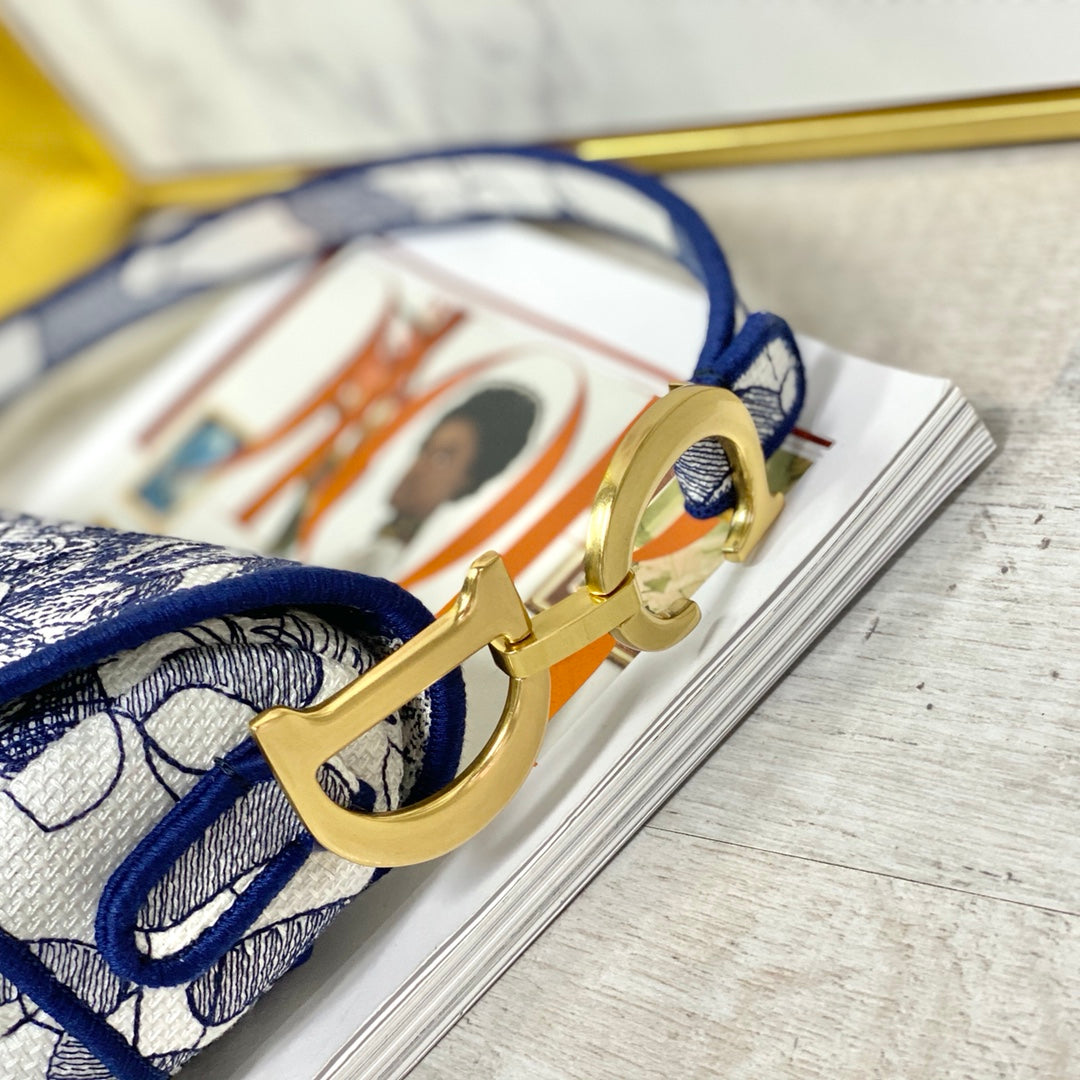 Dior Saddle 馬鞍包-帆布刺繡-大號-25.5cm