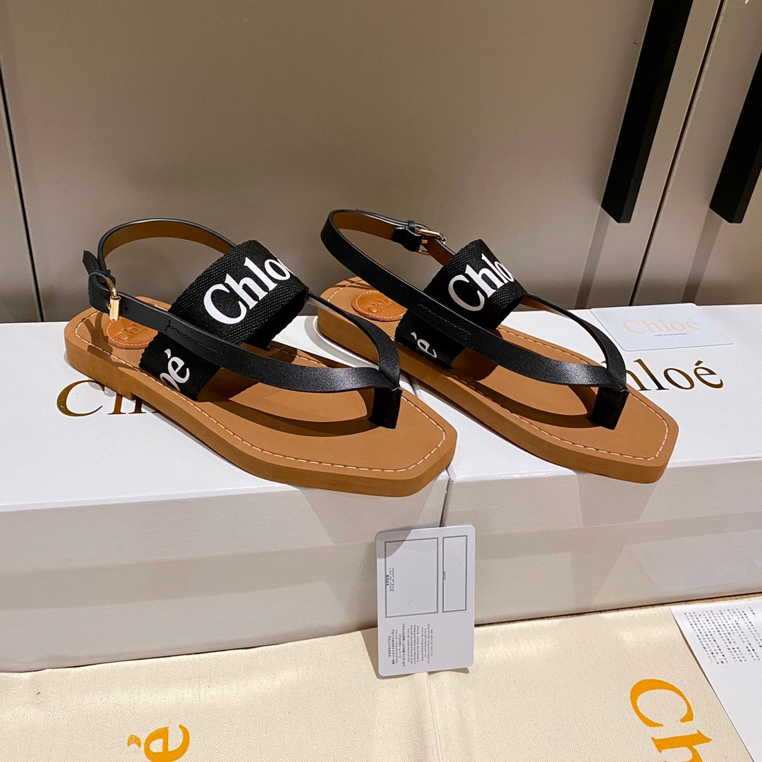 Chloe鞋-Chloe Woody Logo 涼鞋（黑）
