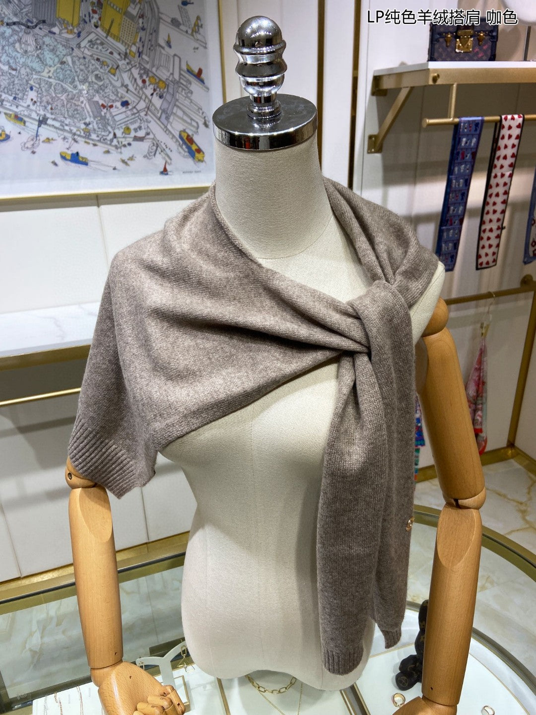 L-Piana-純色羊絨披肩 100%康賽妮山羊絨 可可色