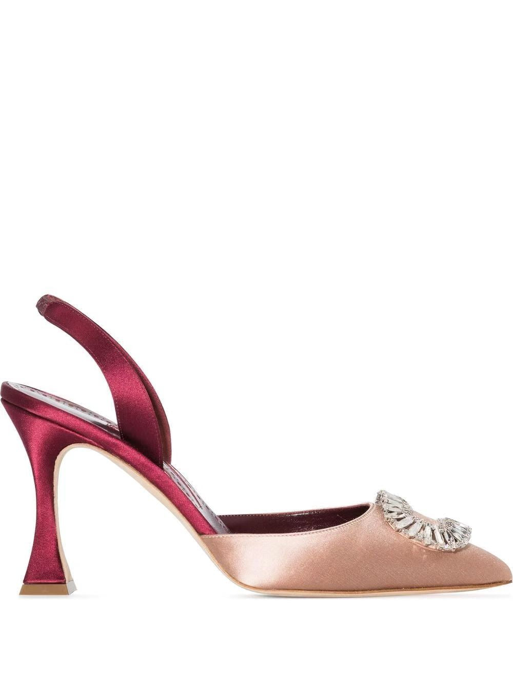 Manolo Blahnik-22SS 晶飾搭扣高跟鞋 白色 8cm