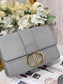 Dior 蒙田 30 Montaigne系列-24cm-金扣-牛皮手掌紋-石灰色