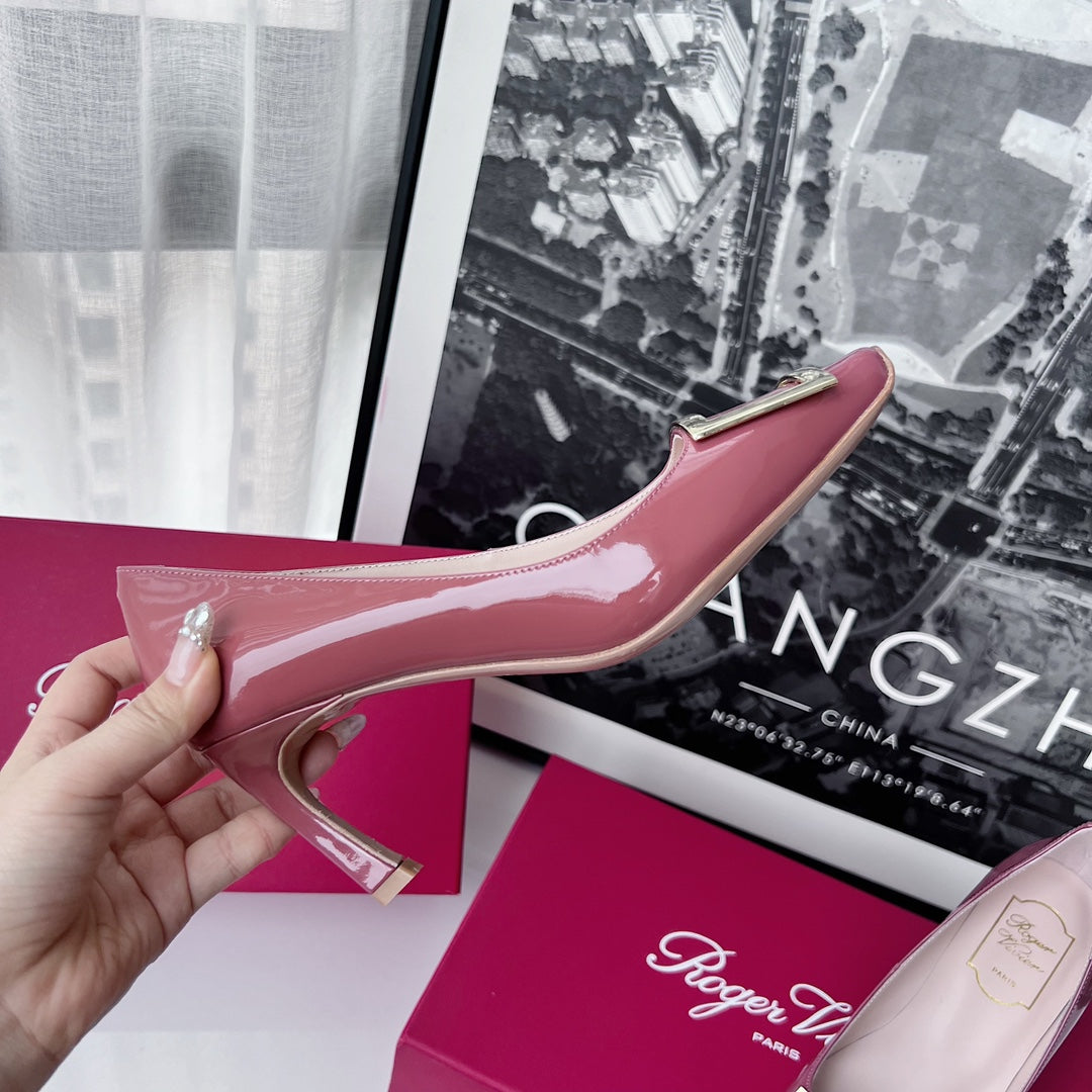 R方扣頭鞋-經典高跟鞋 7.5cm 玫瑰色