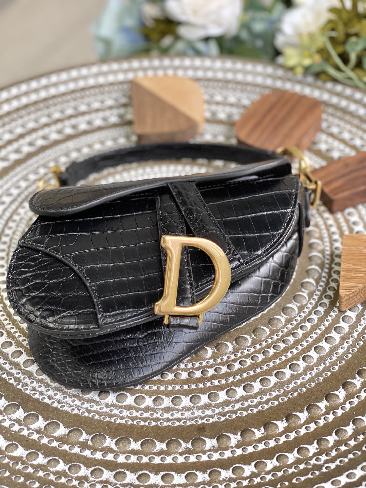 Dior Saddle 馬鞍包-鱷魚皮-小號黑色-19.5cm