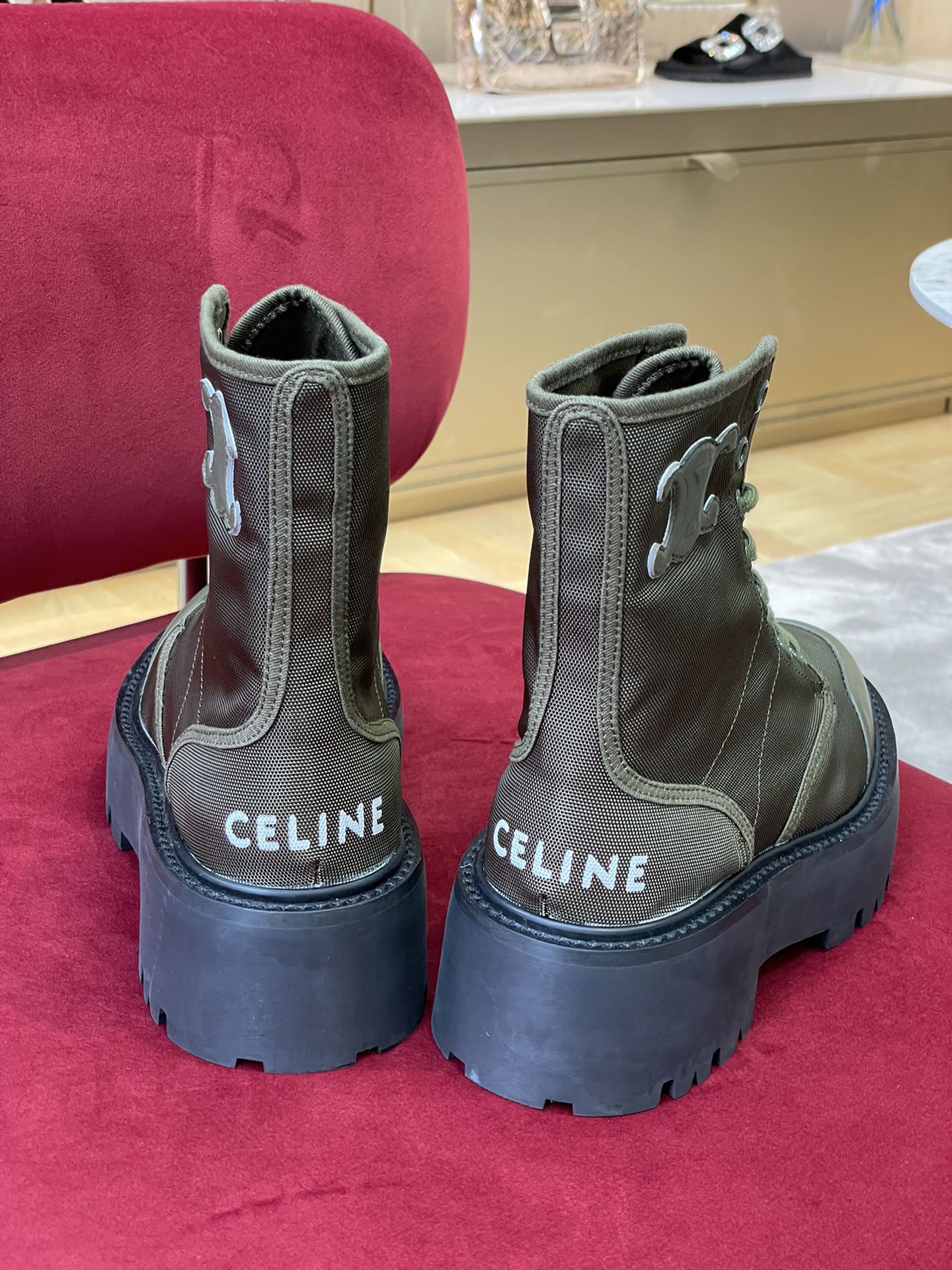 賽C家-22fw 秋冬新款靴子 鞋面帆布拼接皮革（尺碼35-41)