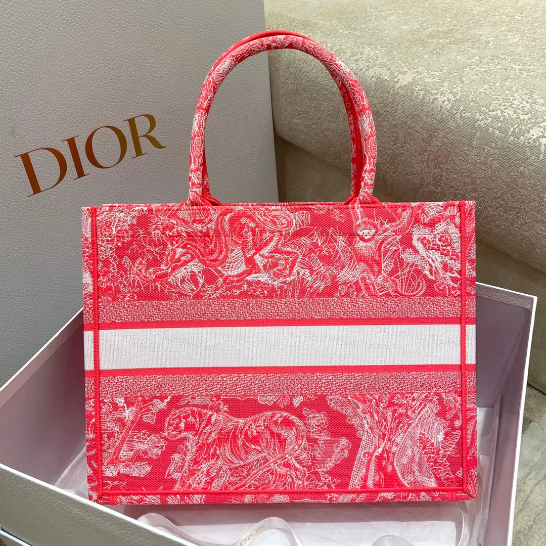 迪D家 Book Tote-中號36.5cm粉老虎