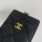 Chanel 證件套-黑色荔枝皮金釦
