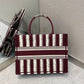 Dior Book Tote-小號36.5cm-酒紅色條紋
