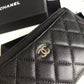 Chanel 拉鍊長夾卡包-扁長夾-黑色荔枝皮銀扣