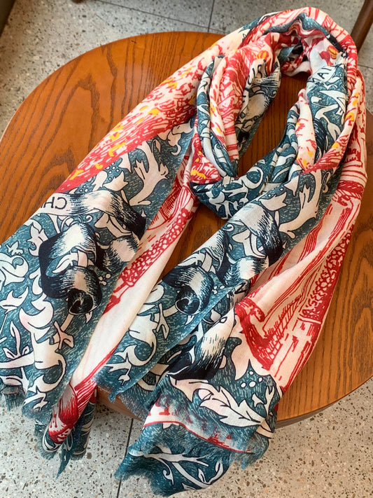 迪D家-花面圍巾 100*200cm 100%頂級羊絨
