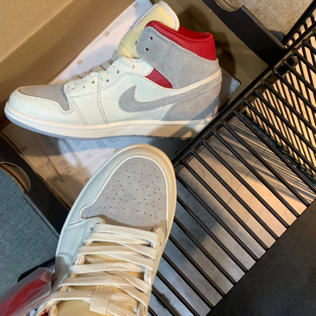 N1K- AJ 1 mid 中筒板鞋 休閒鞋 灰色