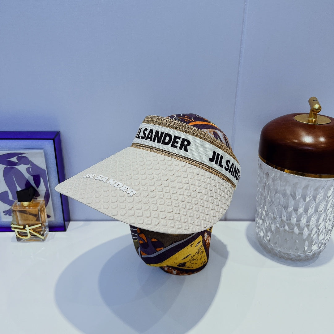 JIL SANDER 織帶拼接防曬帽