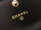 Chanel 復古CC荔枝牛皮-深藍色翻蓋雙層卡包-仿舊五金