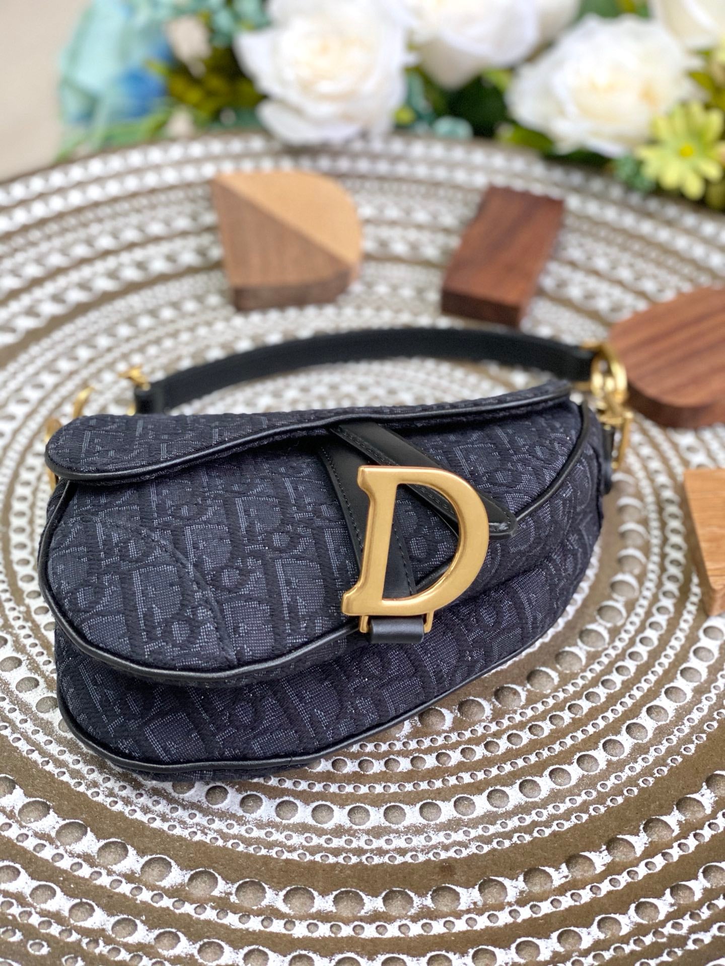Dior Saddle 馬鞍包-帆布-小號黑色-19.5cm