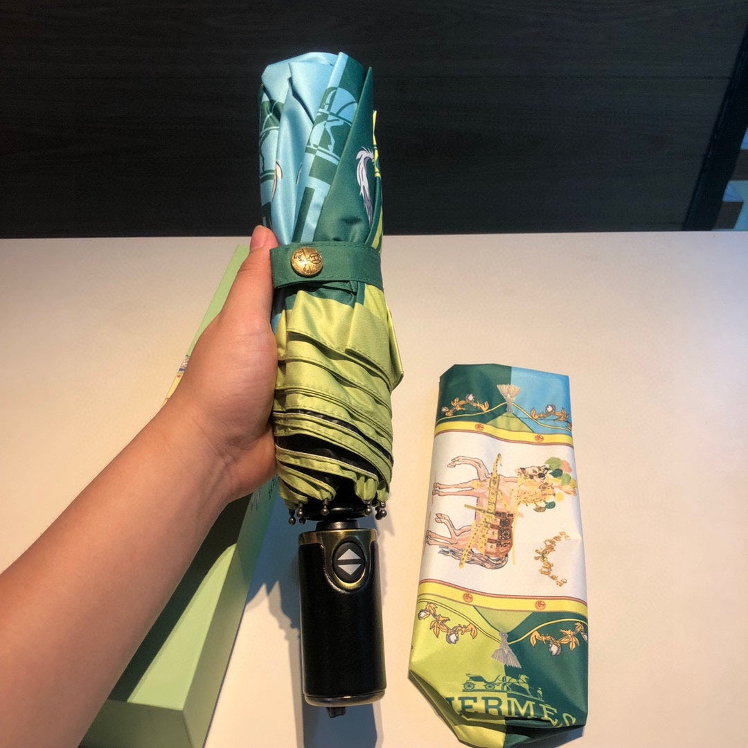 小愛款-雙馬齊下圖騰雨傘-綠色